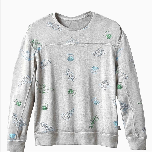 Disney Parks Ink & Paint Slub Knit Long Sleeve Sweatshirt in Gray Size Small - Picture 1 of 11